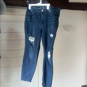 Old Navy Dark Blue Distressed Ankle Jeans